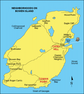 Map Showing Bowen Island's Neighbourhoods-Bowen Island Properties